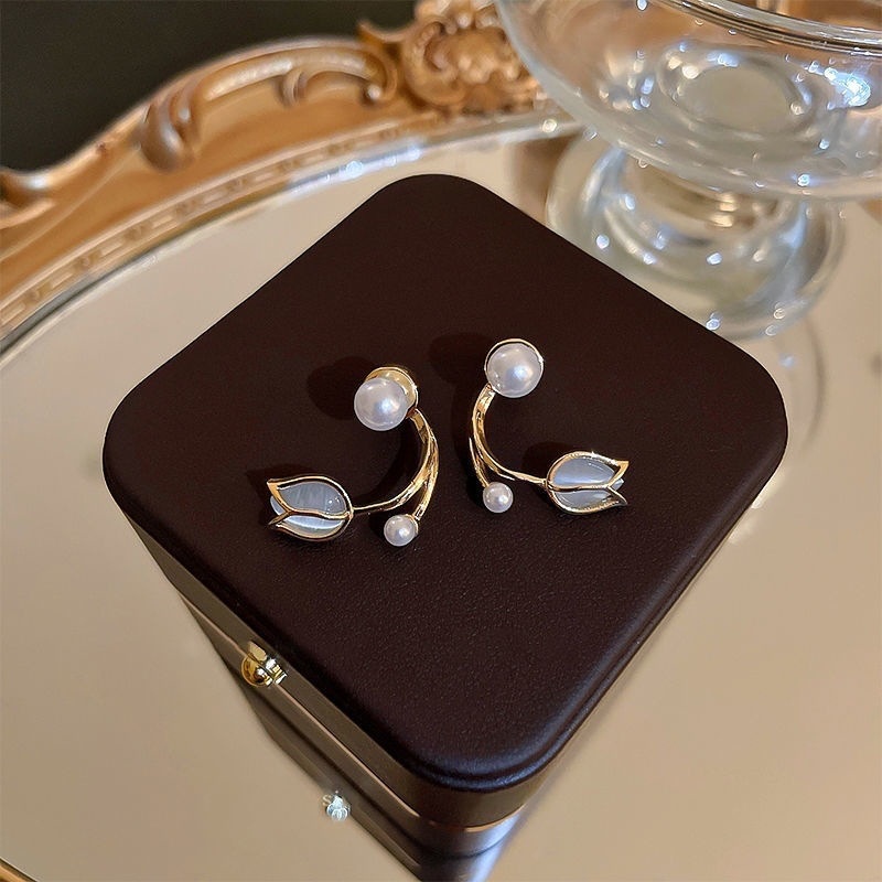 Fashion Mutiara Tulip Anting Wanita Hypoallergenic Elegan Emas Earring Perhiasan Aksesoris