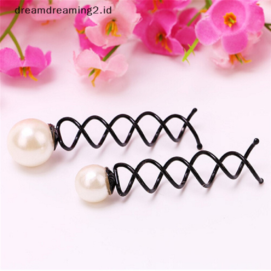 (dream) 3pcs Mutiara Hitam Spiral Spin Sekrup Bobby Pin Jepit Rambut Lady Twist Barrette Sexy//