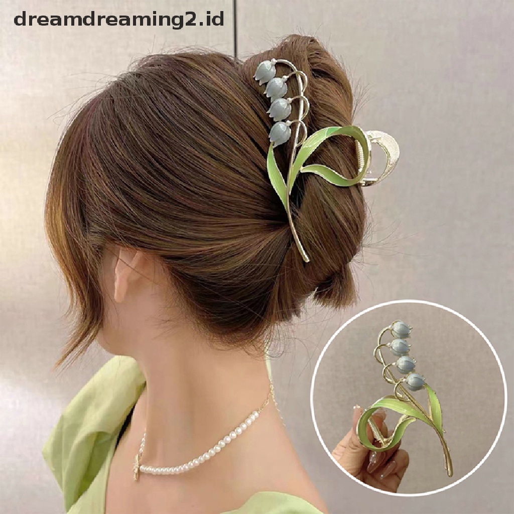 (dream) Elegant Hair Claw Bluebell Flower Hair Clip Aksesoris Rambut Jepit Rambut Cakar Klip//