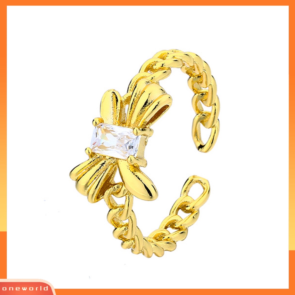 [EONE] Cincin Fashion Berlubang Hias Zirkon Bentuk Kupu-Kupu Adjustable Geometris Hias Aksesori Lady Jari Telunjuk Terbuka Cincin Untuk Kehidupan Sehari-Hari