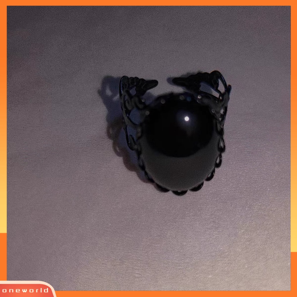 [EONE] Cincin Terbuka Kepribadian Geometris Adjustable Open Design Menawan Dekorasi Tahan Lama Vintage Gothic Merah Faux Kristal Cincin Aksesoris Perhiasan