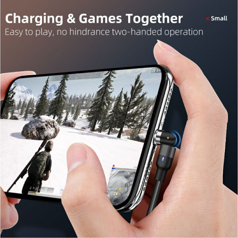 kabel casan magnet gaming 540° 2A 3in1 micro USB type C iphone magnetic charging cable CAB20