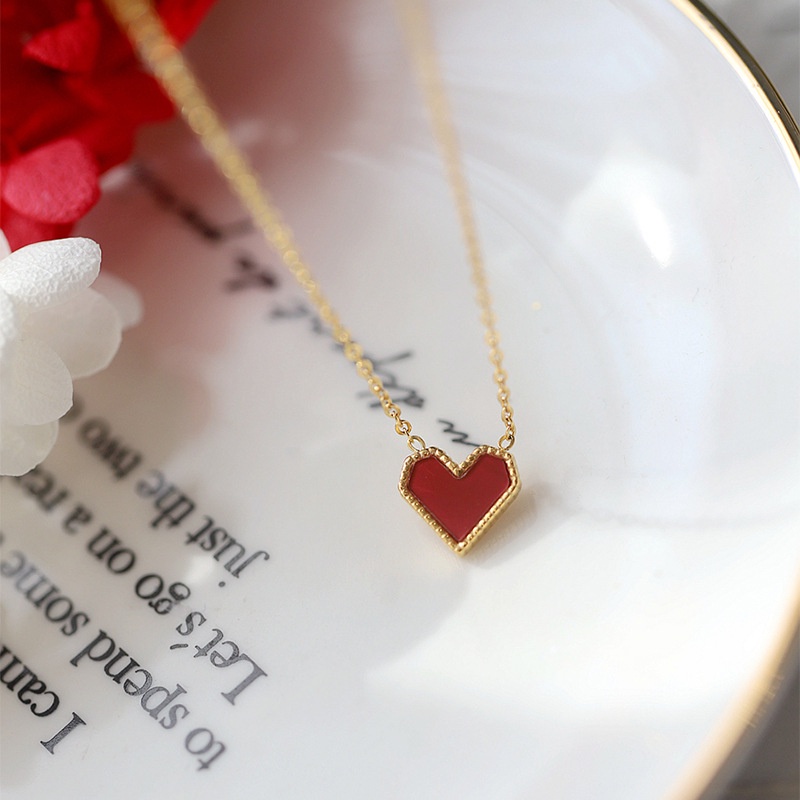 8173 Kalung love merah  titanium stainless steel 316L berkualitas import anti karat bisa bayar di tempat