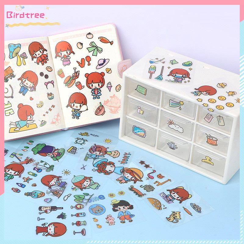 

[Readystock❤️COD]Bahan Scrapbook Stiker Gadis Lucu DIY Pola Kecil Stiker Cangkir Air Transparan Tahan Air- BS