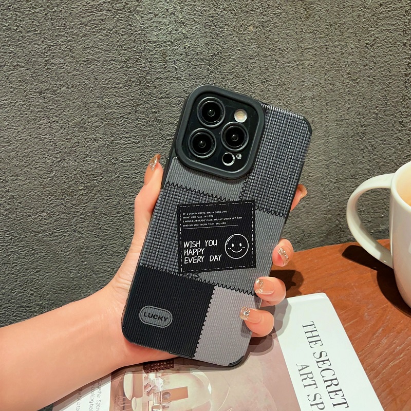 Untuk iPhone Case14 13 12 11 Pro MAX X XR XS Max7 8 Plus Kamera Pelindung Butir Vertikal split joint smile soft case