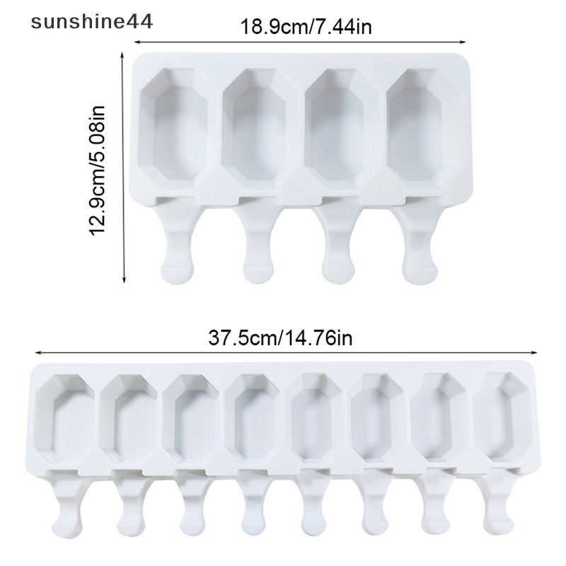 Sunshine Cetakan Silikon Es Krim4/8Lubang Untuk Popsicle Ice Cube Mould DIY Alat Baking ID