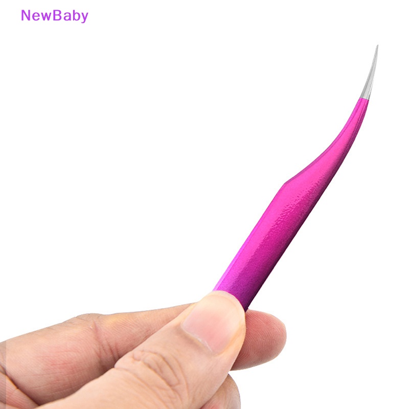 Newbaby 1PC Pinset Ekstensi Bulu Mata Lurus &amp; Melengkung Stainless Steel Manicure Tools ID