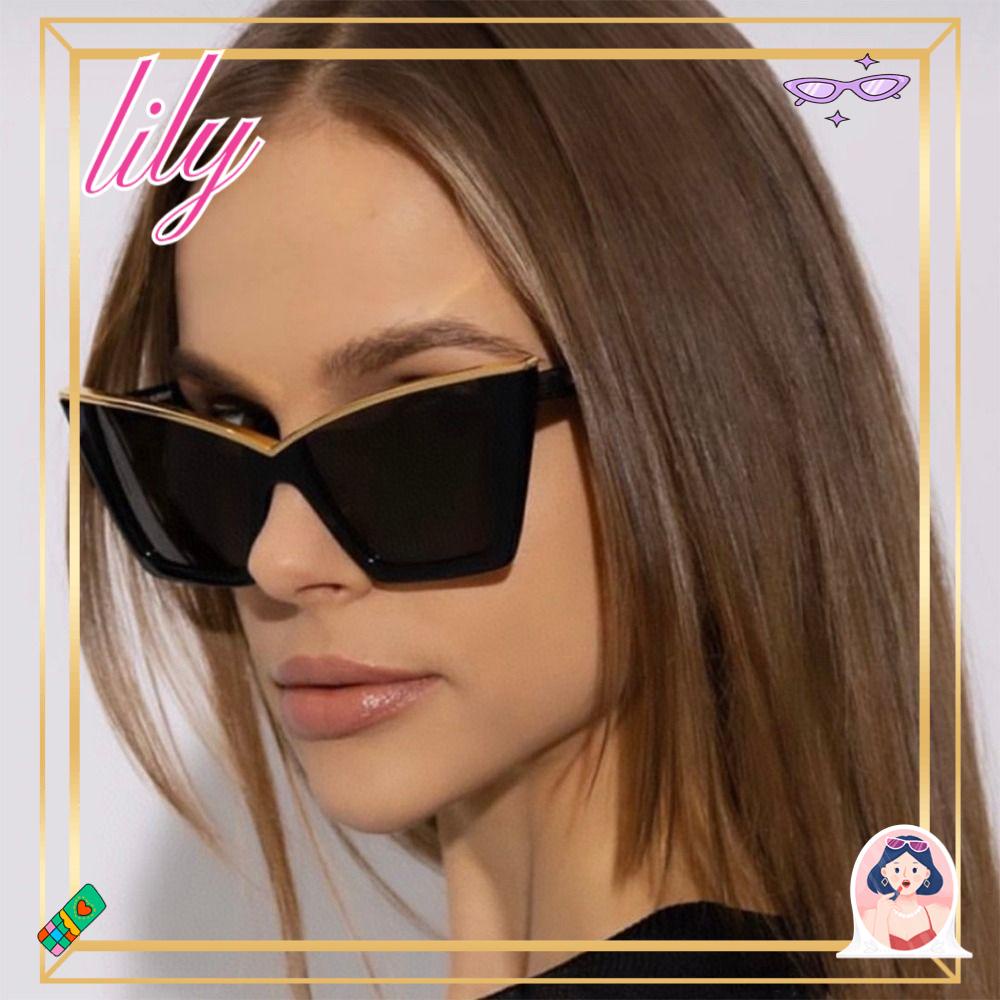 Lily Kacamata Hitam Wanita Mata Kucing Unik Pantai Sunnies Big Black Sunglasses