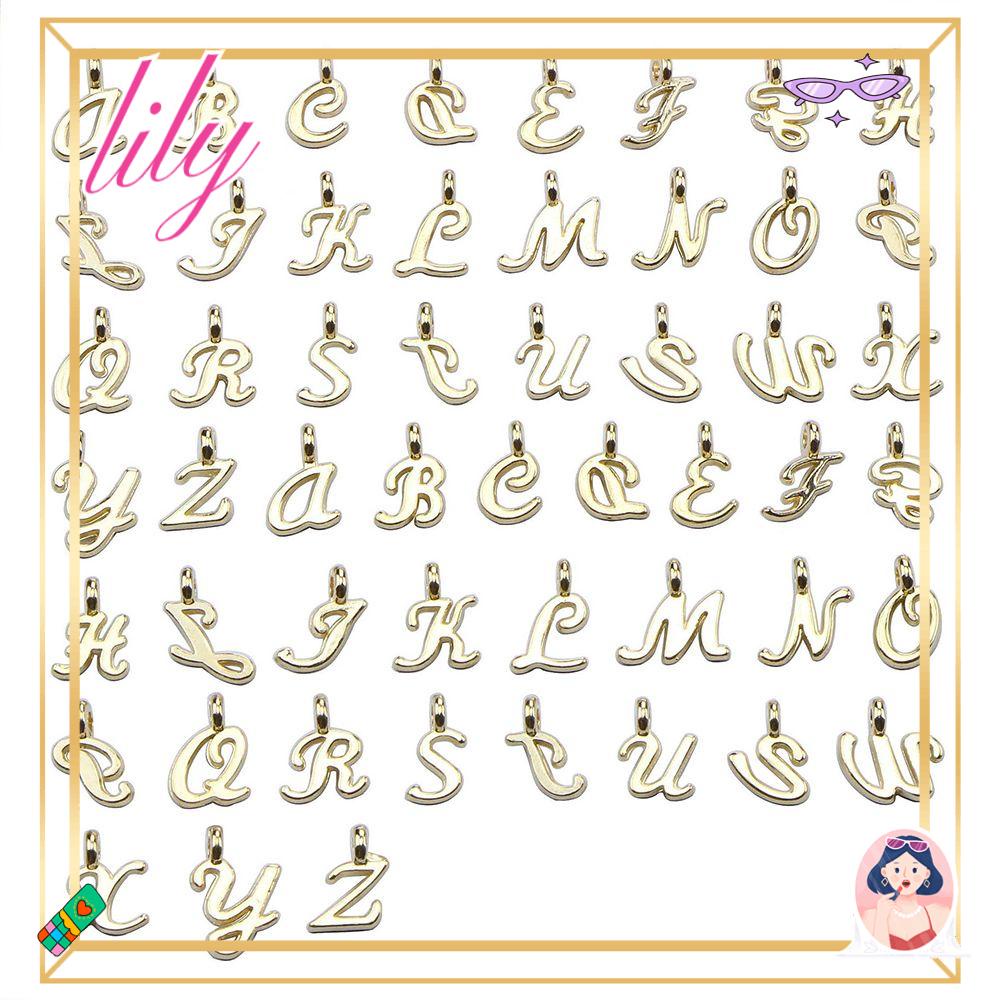 Lily 26/52 /156pcs Campuran Acak Alat Membuat Perhiasan Kalung DIY Alfabet Emas