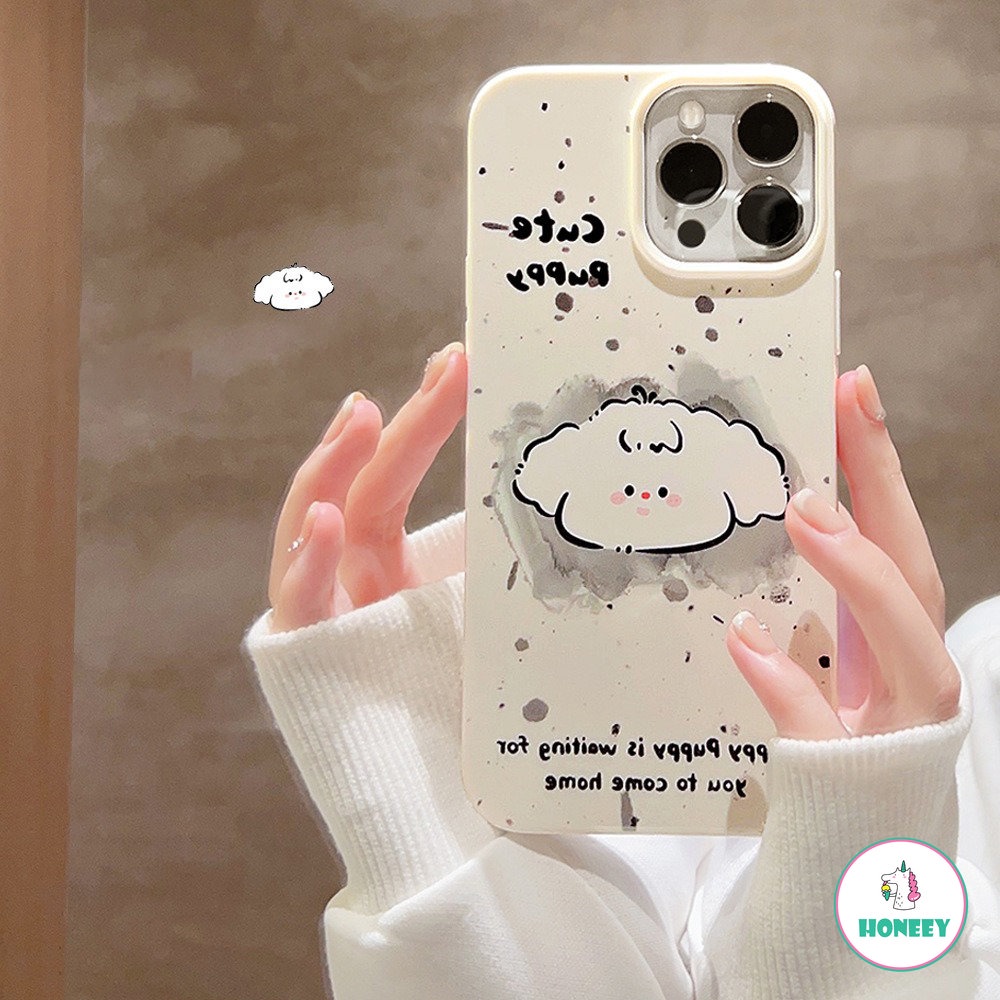 IPHONE Case Seni Kartun Puppy Percikan Tinta Sederhana Kompatibel Untuk Iphone14 13 12 11 Pro Max Xr Xs7 8 14 Plus Retro Graffiti Soft Cover