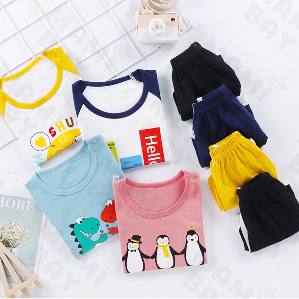 OKEYI Baju Bayi lengan pendek Set Motif Lucu Kaos Bayi Import Setelan Baju Bayi 0-2Tahun