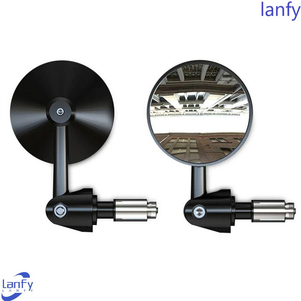 Lanfy Kaca Spion Motor 2pcs/pasang Lipat Cembung Bulat Full Sudut Retro Kaca Spion Motor