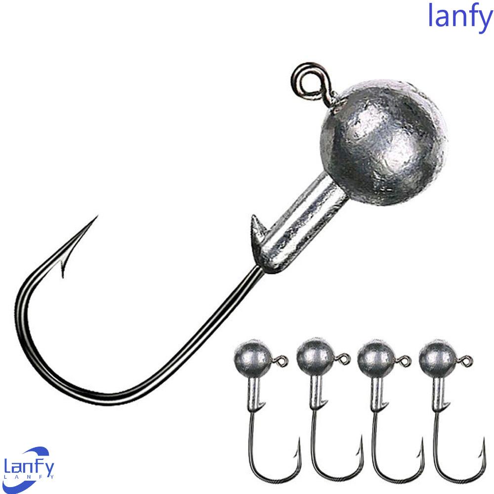 Lanfy Memimpin Kepala Kait 50 Pcs/pack Tajam Warna Primer Memancing Ikan Gurame Kait Lapisan Karbon Tinggi Umpan Lembut Fishhooks Offset Fishhook