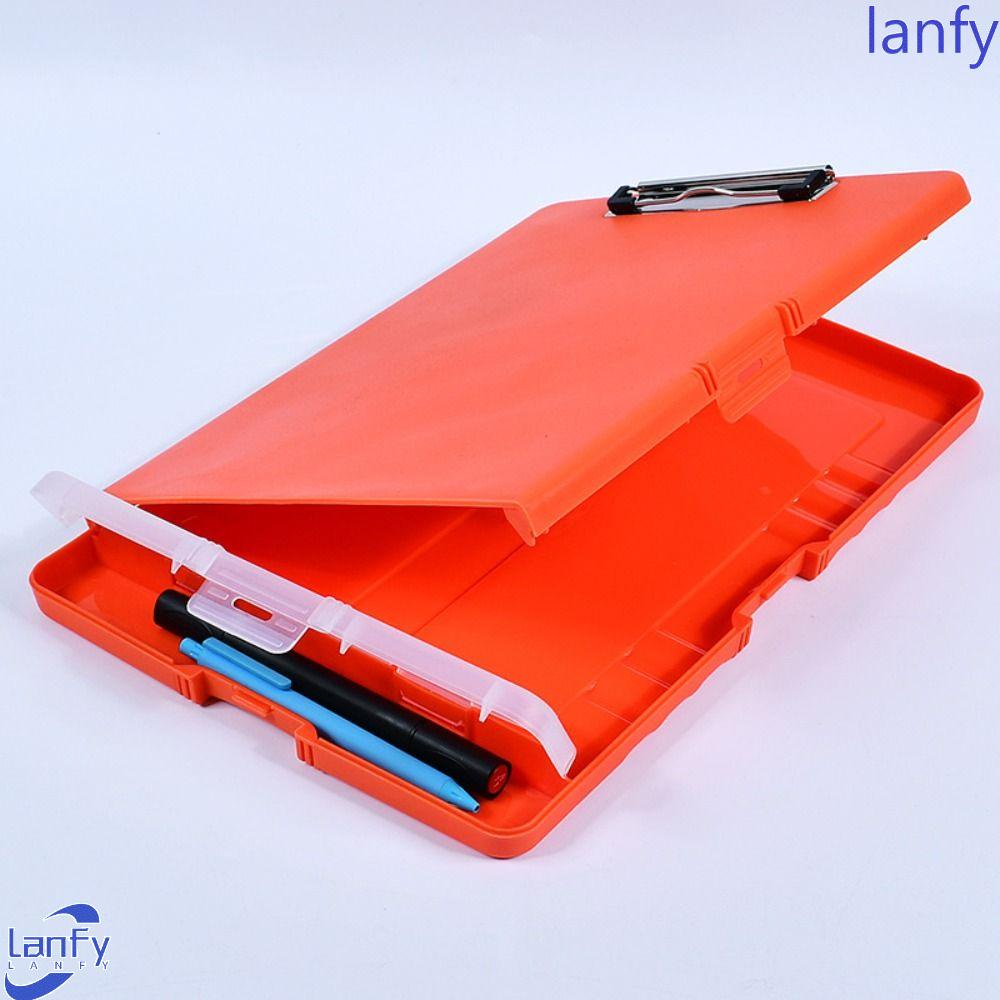 Lanfy Clipboard File Box Case Alat Tulis Sekolah File Organizer Tulisan Pad Dokumen Test Penyimpanan Kertas Clipboard