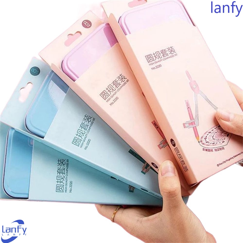 Lanfy Set Penggaris Segitiga + Jangka + Penghapus + Penghapus + Penghapus Untuk Perlengkapan Sekolah / Matematika