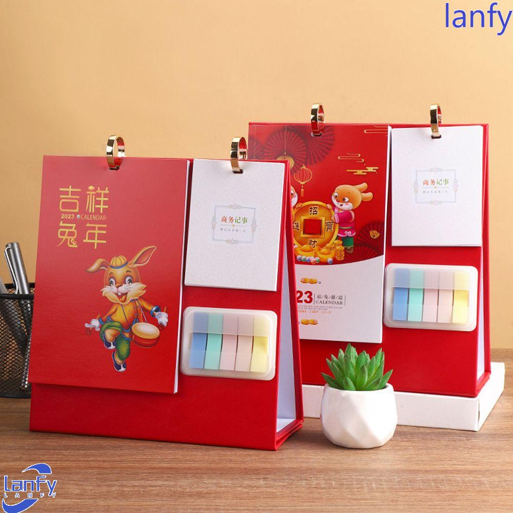 Lanfy 2023kalender Desktop Bulanan Indah Memo Pad Perlengkapan Kantor Dekorasi Rumah Kalender Berdiri Dengan Planner Sticky Notes