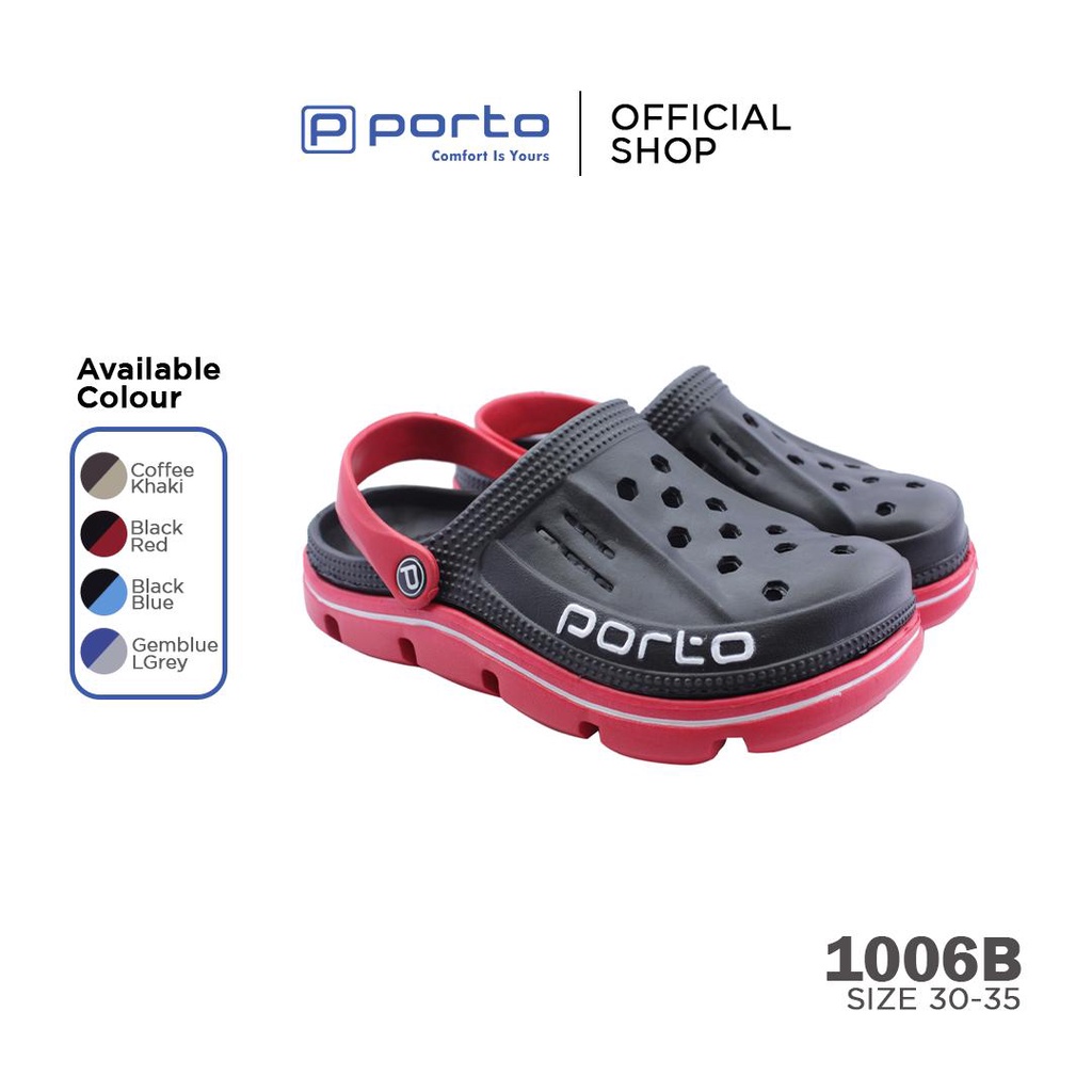 Porto - Sandal Anak Pria Umur 5-8 tahun Selop Karet Nyaman Berkualitas Original 1006B