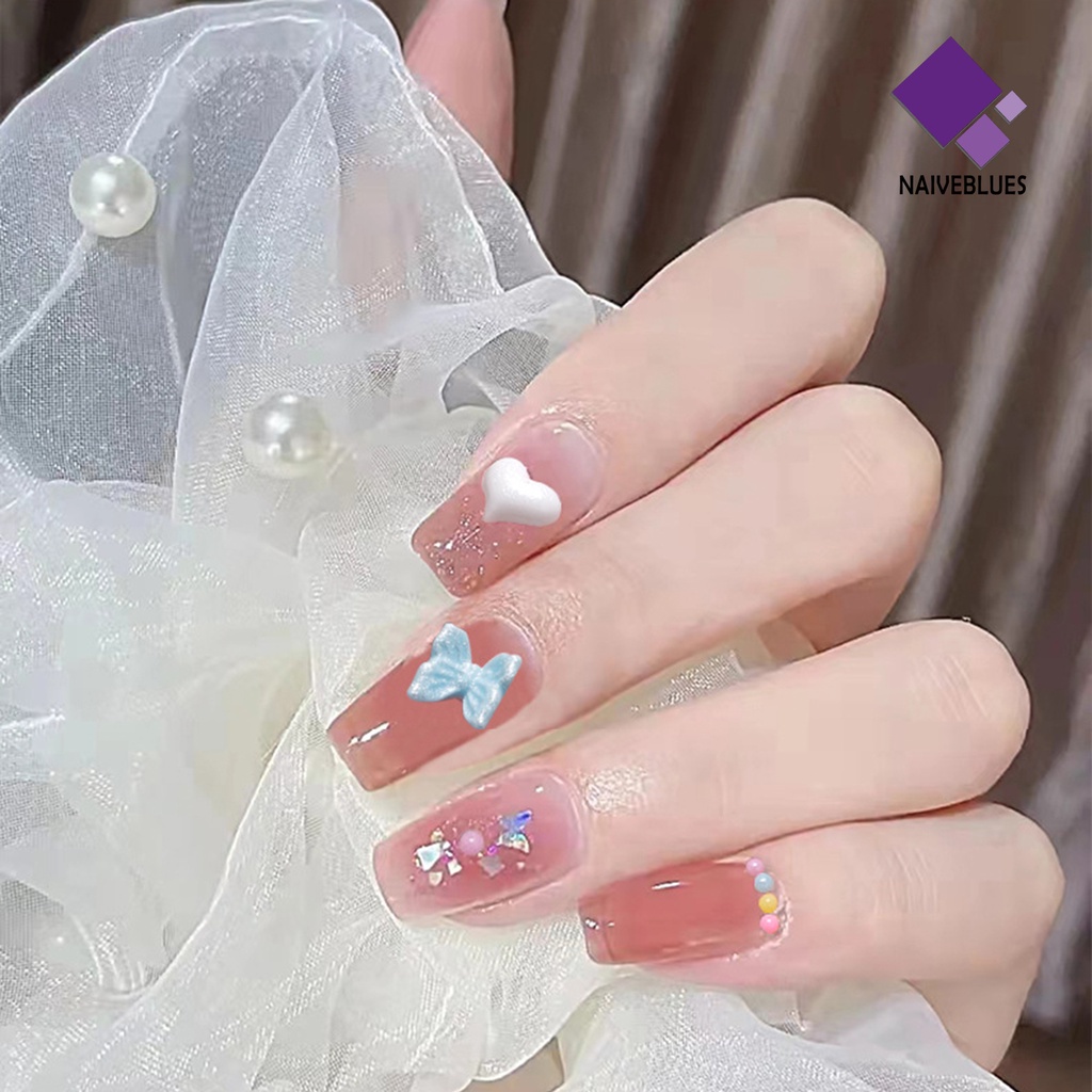 [naiveblues] 1kotak Nail Art Busur Tidak Jatuh Tiga Dimensi Glitter DIY Resin Musim Gugur Kawaii Ikatan Simpul