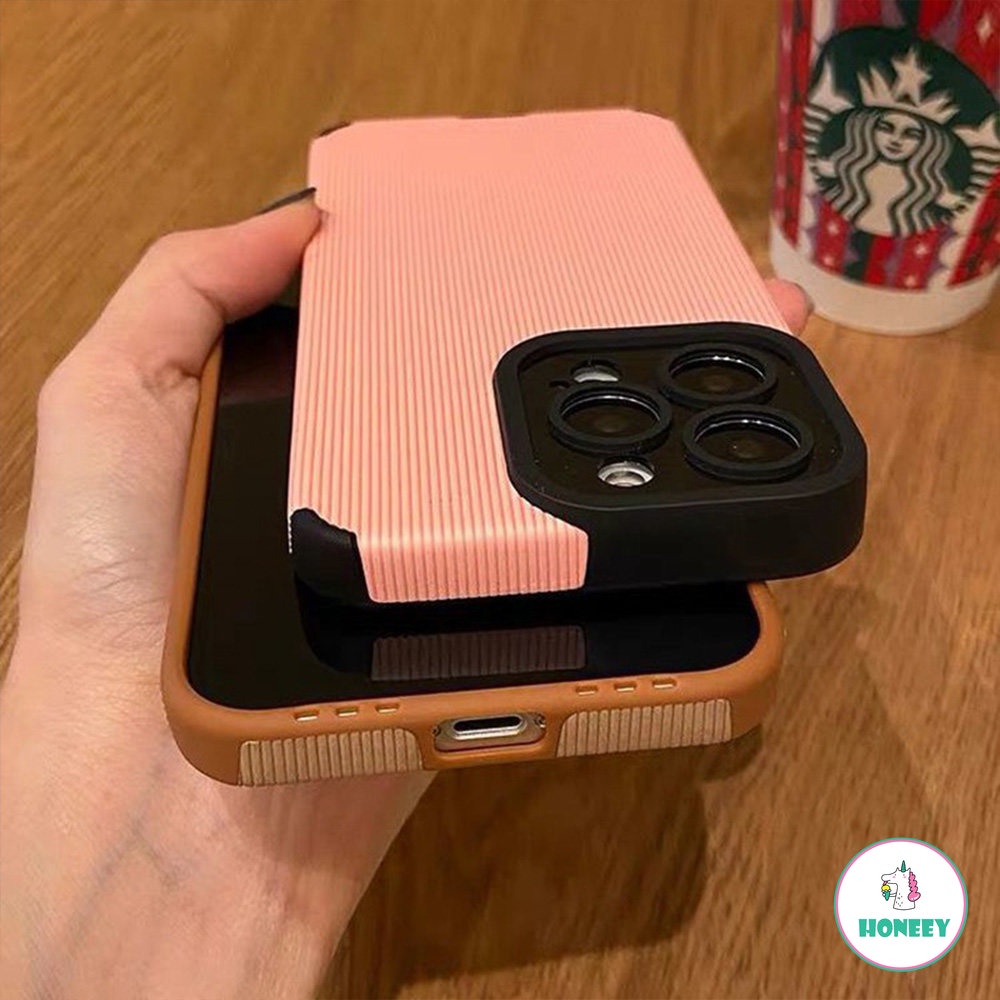 IPHONE Cover Telepon Motif Tenun Garis Vertikal Mewah Kompatibel Untuk Iphone14 13 12x11 Pro Xs Max Xr Soft Case Kulit