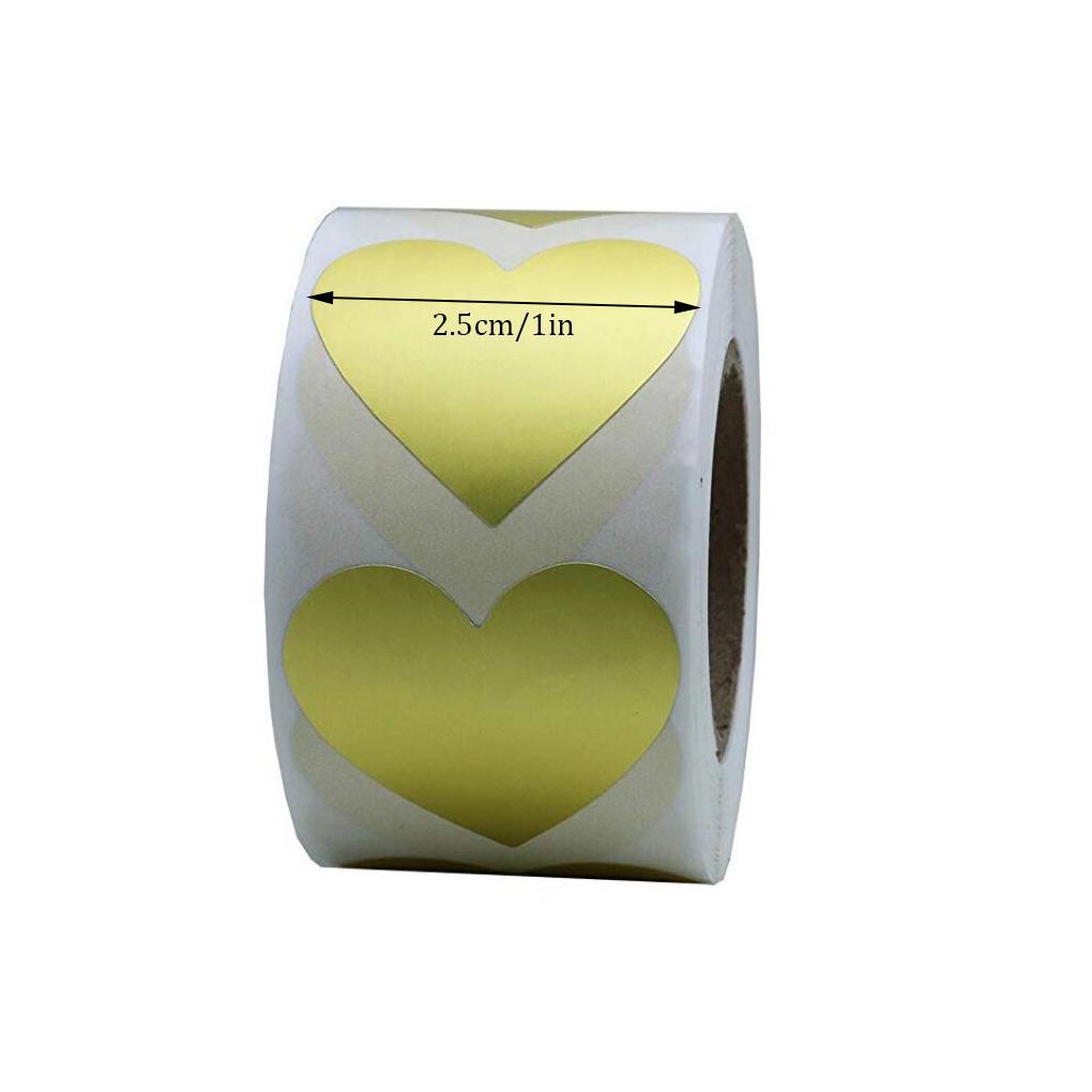 Gold Heart Blank Sticker Dekoratif Perekat Diri Sealing 25mm Sticky Labels Gift Bag Amplop Kotak Hadir Dekorasi