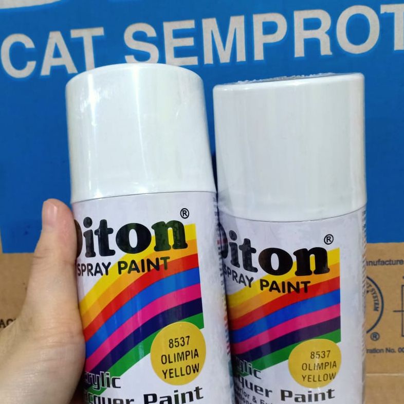 SOLID COLOURS DITON Spray Paint Acrylic Lacquer Paint Pilox Pilok Cat Semprot - 8537 OLIMPIA YELLOW / KUNING (300cc / 300ml)