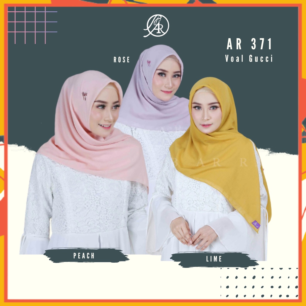 Hijab Jilbab Segi Empat Polos Premium Terbaru Hijab Arrafi AR 371 Kerudung Jilbab Segi Empat Voal Pr