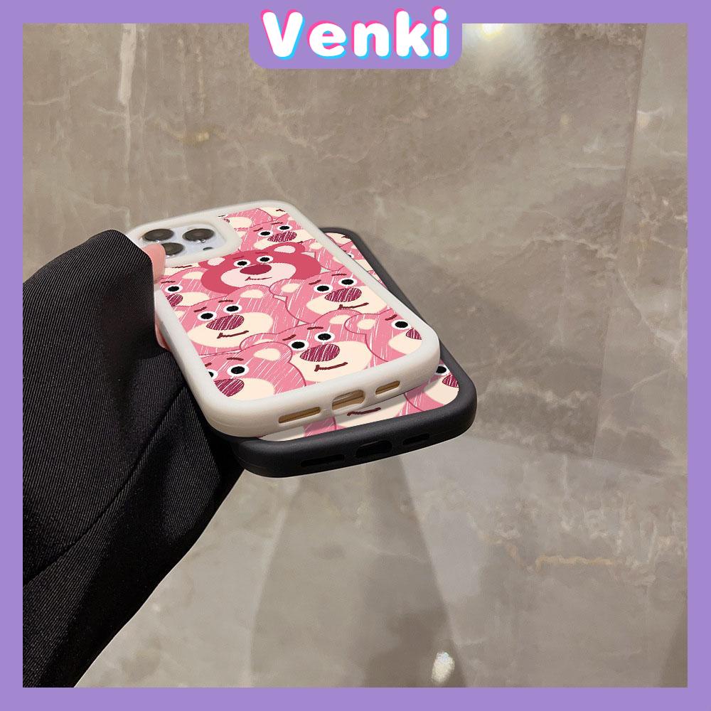 VENKI - For iPhone 11 iPhone Case Matte TPU Soft Case Black Beige Shockproof Protection Camera Strawberry and Bear Compatible with iPhone14 13 Pro max 12 Pro Max xr xs max 7 8Plus