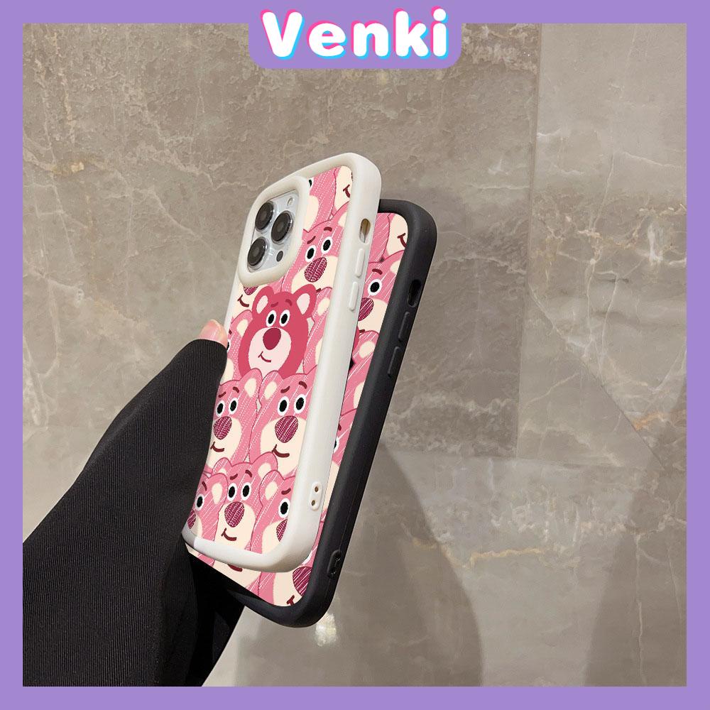 VENKI - For iPhone 11 iPhone Case Matte TPU Soft Case Black Beige Shockproof Protection Camera Strawberry and Bear Compatible with iPhone14 13 Pro max 12 Pro Max xr xs max 7 8Plus