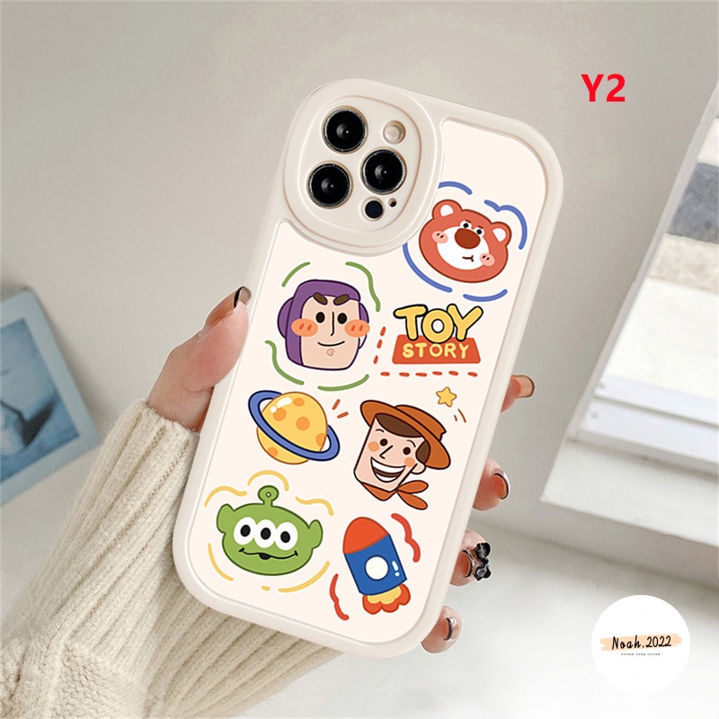 Kartun Toy Story Case Untuk Infinix Hot 11play 11s 10play Smart 6 5panas9main 10s 10T Lite Note8 Ins Lucu Buzz Lightyear Alien Lucu Manyo Beruang Strawberry Oval Eyes Soft Cover