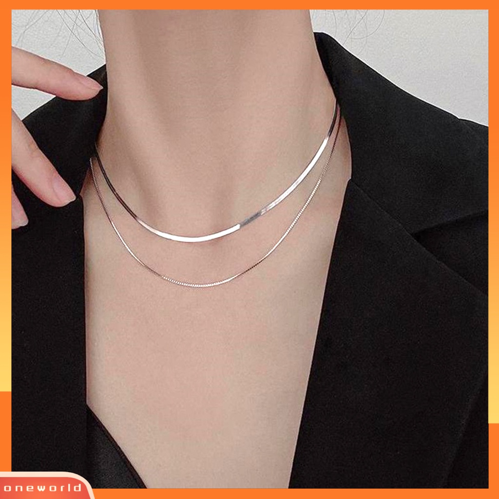 [EONE] Wanita Kalung Double Layer Multilayer Hias Perhiasan Hip Hop Rantai Ular Choker Necklace Untuk Pesta