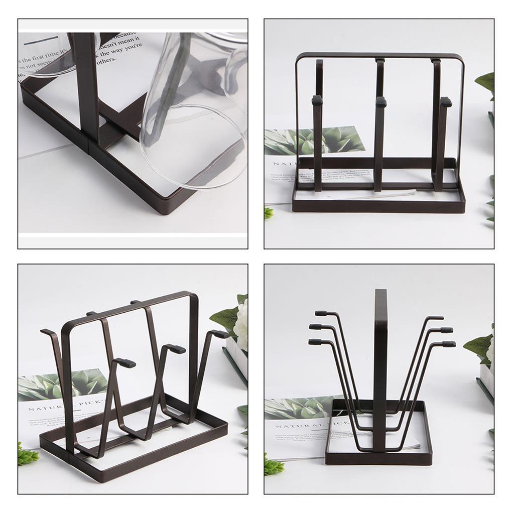 6gelas Mug Gelas Stand Holder Metal Cup Drying Rack Shelf Upside-down Cup Drain Rack Rak Gantungan Gelas Wine