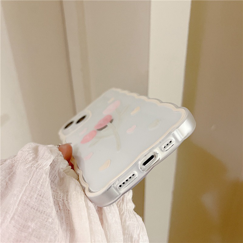 【INS Wave】Pink Tulip Love Soft TPU Case HP iP iPhone 11 12 13 14 Pro Max 7 8 + Plus SE 2020 X XS XR Max Girl Woman Clear FTD Casing Apple