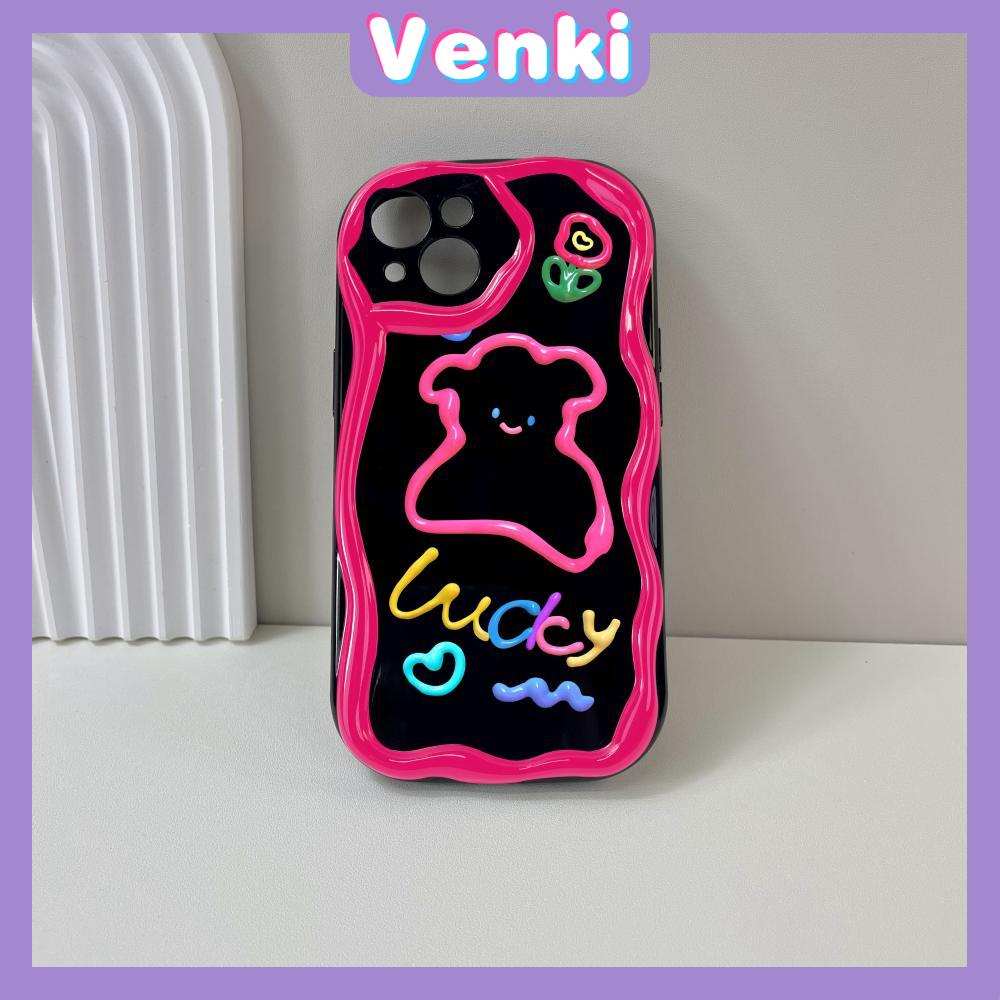 VENKI - For iPhone 11 iPhone Case 3D Curved Edge Wave Glossy Black TPU Airbag Shockproof Camera Cover Purple Bear Compatible with iPhone 14 13 Pro max 12 Pro Max xr xs max 7 8Plus