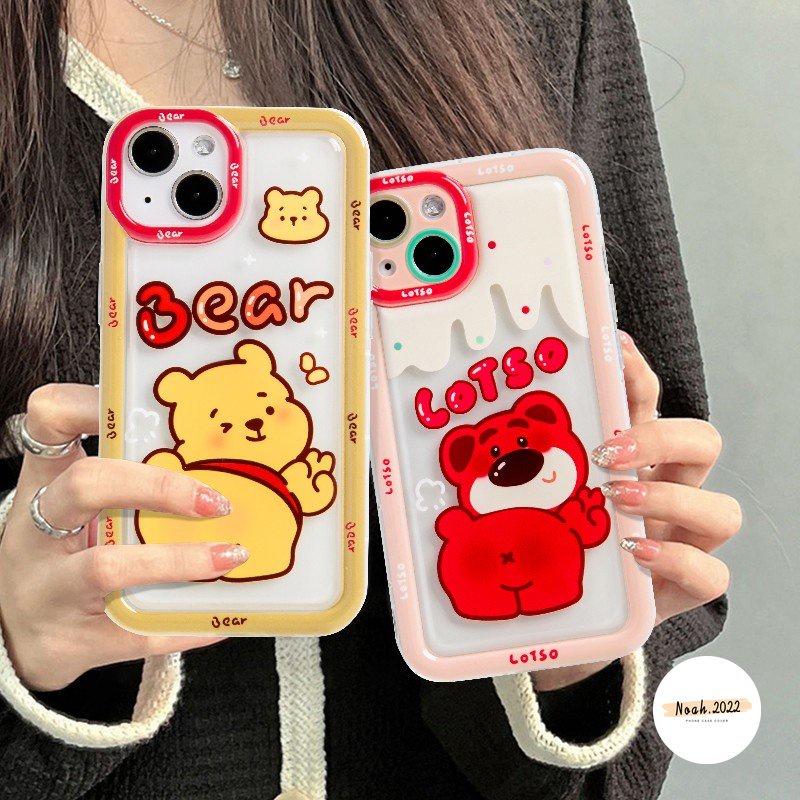 Case Untuk OPPO A57 A55 A12 A15 A17 A95 A77 A5s A76 A96 A7 A74 A17K A16 A5 A9 A77s A16s A3s A54 A16K A1K A53 A92 A31 A52 A12E A15s A16E Cute Manyo Winnie Bear Shockproof Airbag Case