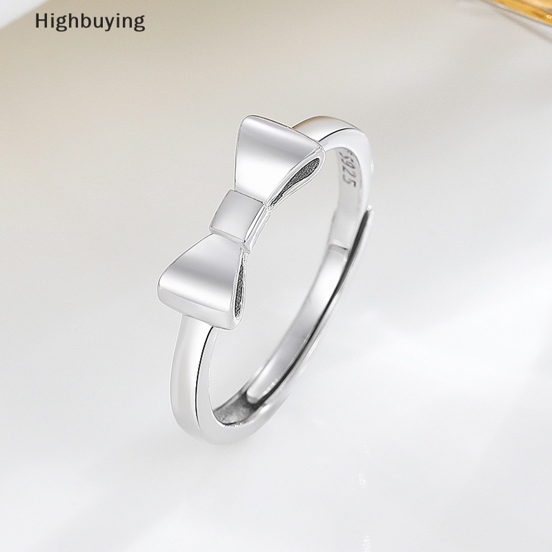 Hbid Cincin Pola Busur Sederhana Perak Cincin Halus Kepribadian Fashion Retro Cincin Wanita Perhiasan Ringan High-end Cincin Yang Dapat Disesuaikan Glory