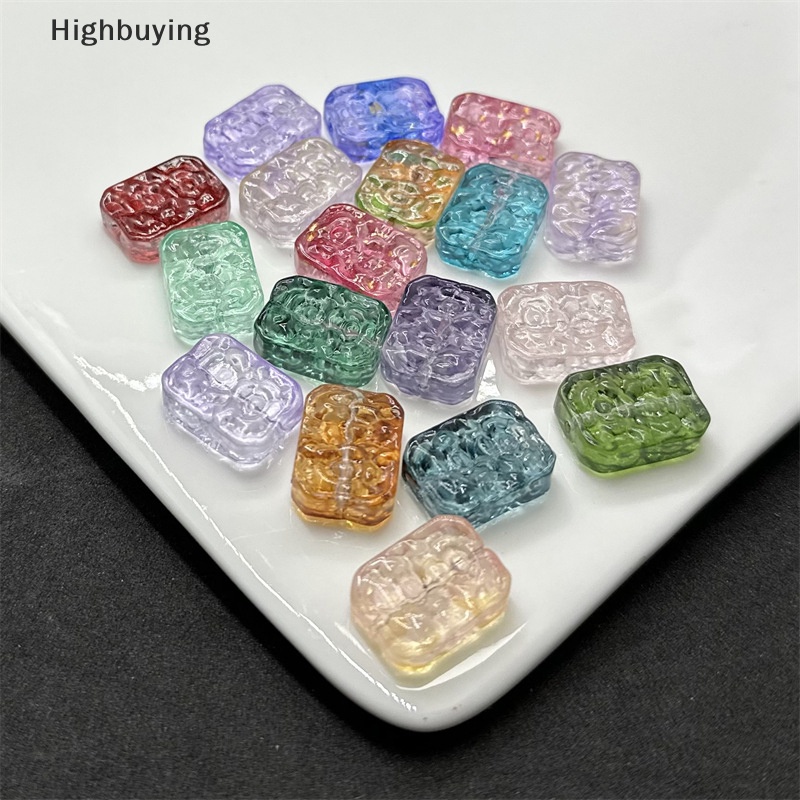 Hbid 10Pcs Manik-Manik Persegi Panjang13 * 23mm Panjang Square Glass Bead Batu Alam Segi Kristal Perhiasan Kalung Liontin Aksesoris Glory