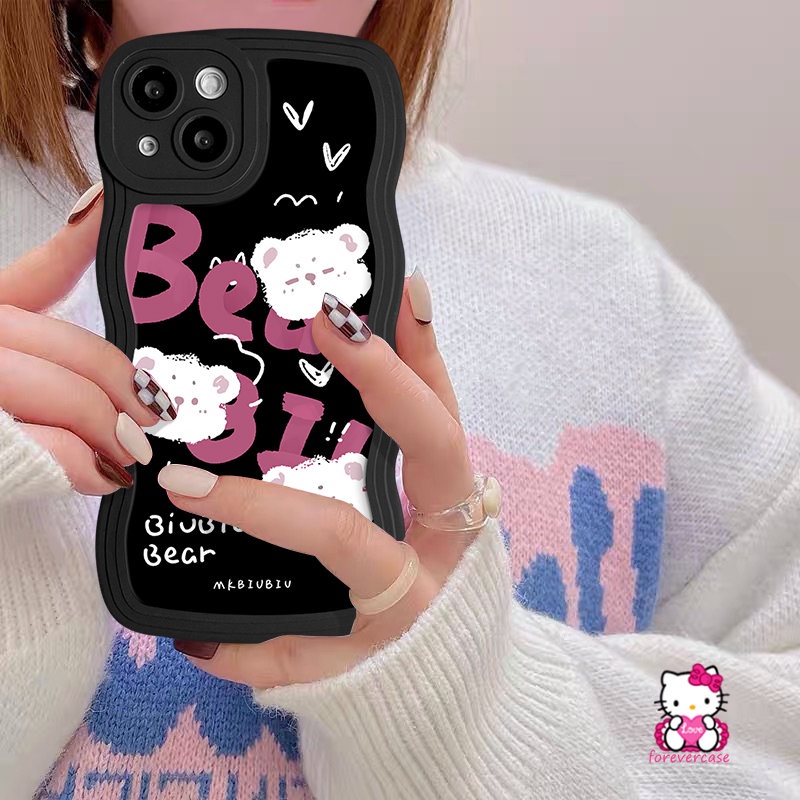 For Infinix Hot 12i 20 9 20s 12 Pro 8 10s 10Lite 10 11s Hot 10 9 12 11 Play Note 10 Pro 12 G96 Smart 6 4 5 Plus Wavy Edge Soft Cartoon Bear Letter Cute Ghost Little Monster Case