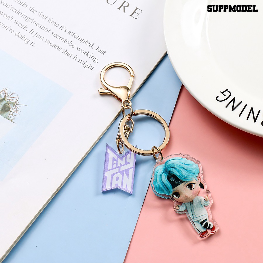 [SM Otomatis] BTS Kartun Acrylic Keychain Tas Liontin Koper Gantungan Kunci Mobil Koleksi Hadiah
