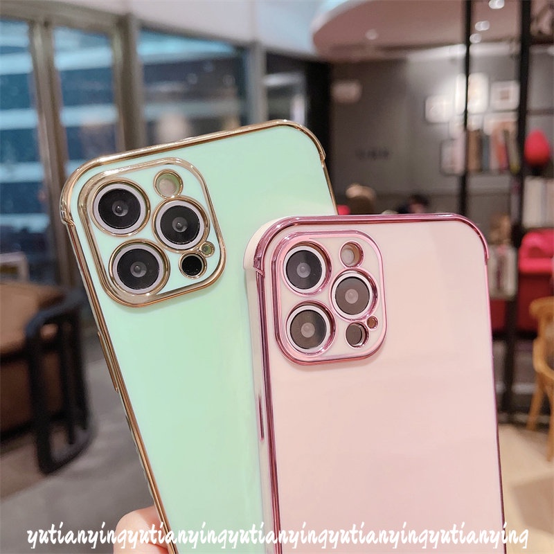 Electroplate Soft Case Untuk Redmi 10C 9T 9A 9C NFC A1 10 9 Redmi Note 9 11Pro 11 10S 10 Pro 12Pro 12 8 11S POCO X3 NFC Pro M3 Mewah Halus Plating Simple Penutup Warna Permen