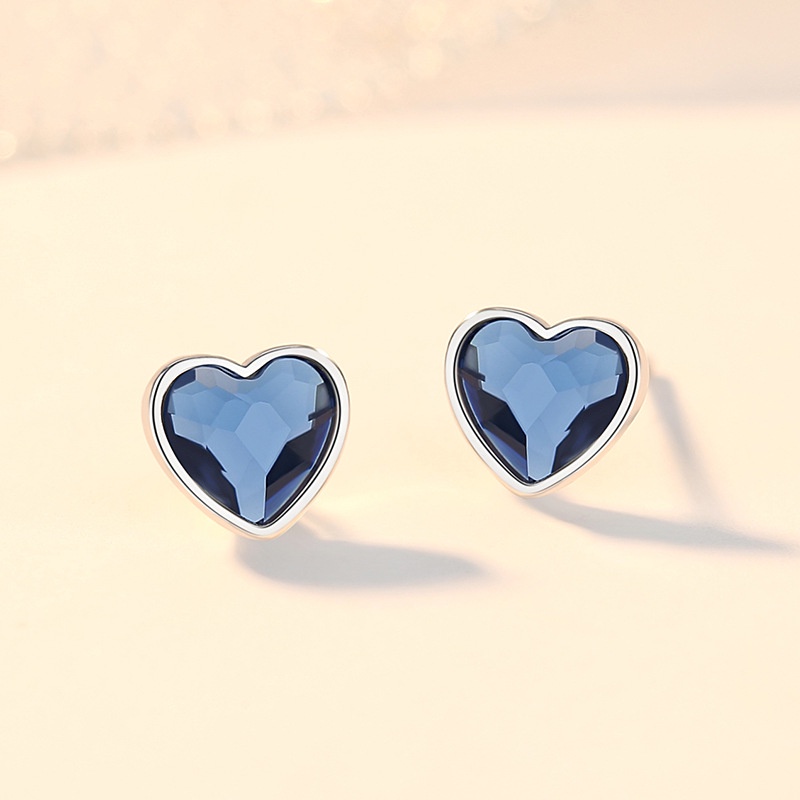 Ocean Heart Kalung Sterling Silver Austria Kristal Liontin Versi Korea Fashion Cinta Hati Rantai Klavikula Berbentuk Hati Hadiah Peringatan