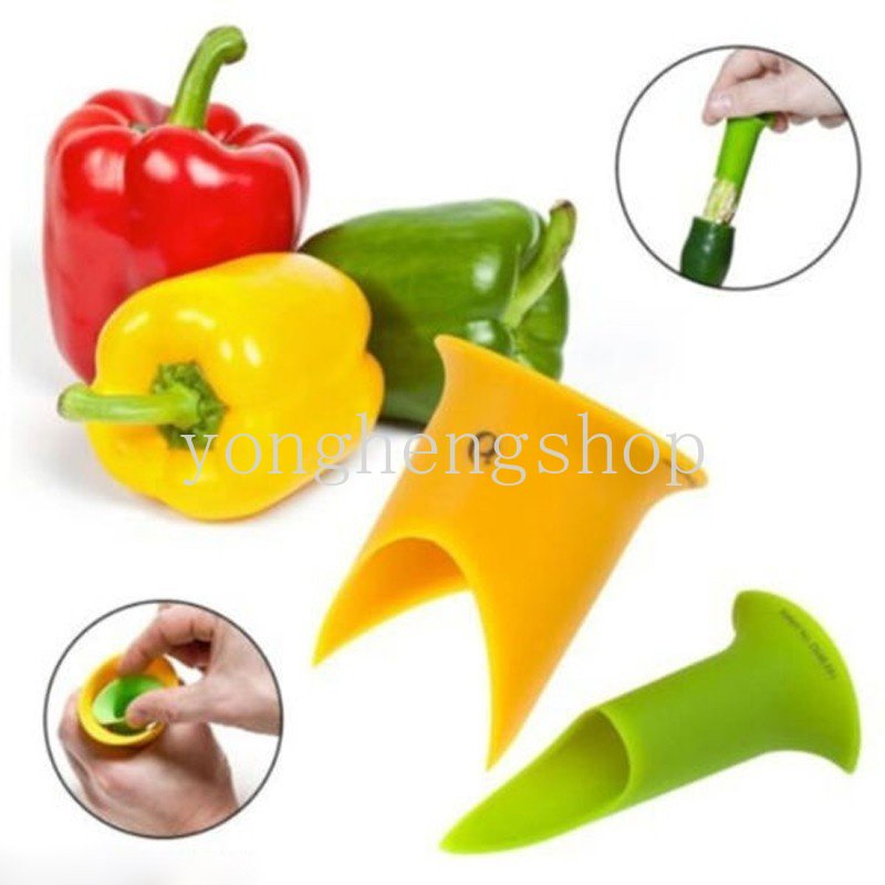 2pcs/set Kreatif Pepper Corer Cabai Paprika Buah Sayuran Benih Remover Tomat Coring Perangkat Dapur Gadget Warna Acak