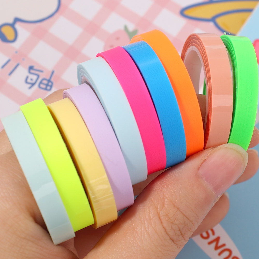 Label Indeks Neon Transparan Fashion/Warna-Warni Perekat Diri Tulisan Sticky Note Tape Stationery