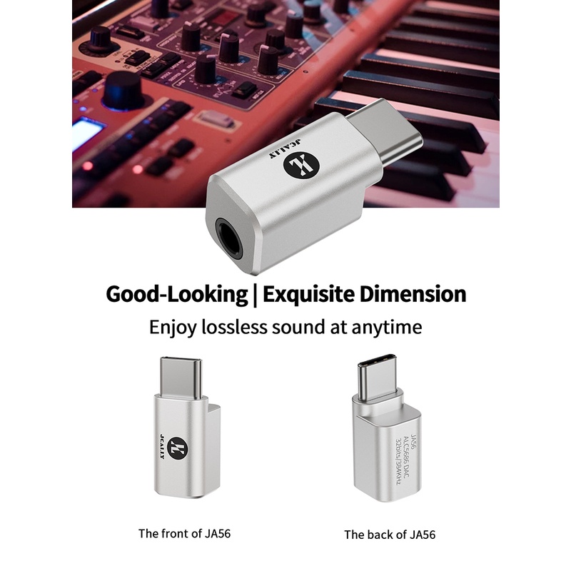 Jcally JA56 ALC5686 Type-c Ke 3.5mm HIFI Earphone Digital Audio Adaptar Mini Portable DAC Untuk Android Q Dukungan Untuk Telpon