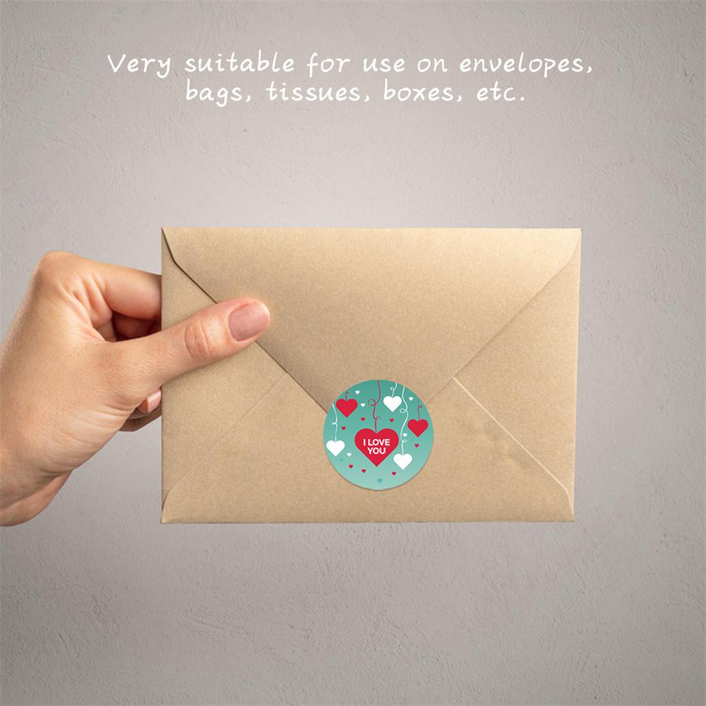 500 Pcs/Roll Stiker Hati Bulat Baking Label Tas Penyimpanan DIY Dekorasi Sealing Decals Hadiah