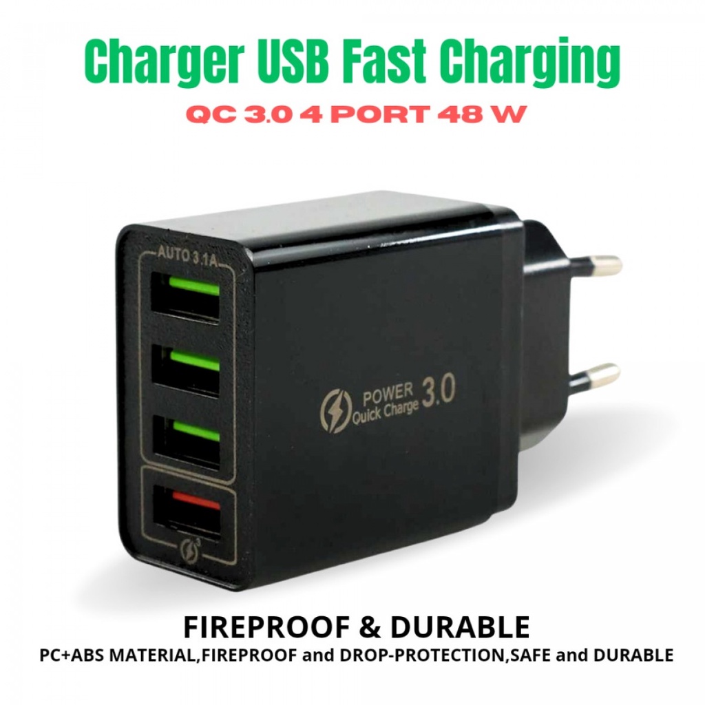 OLAF Charger USB Fast Charging QC 3.0 4 Port 48 W - BK-376