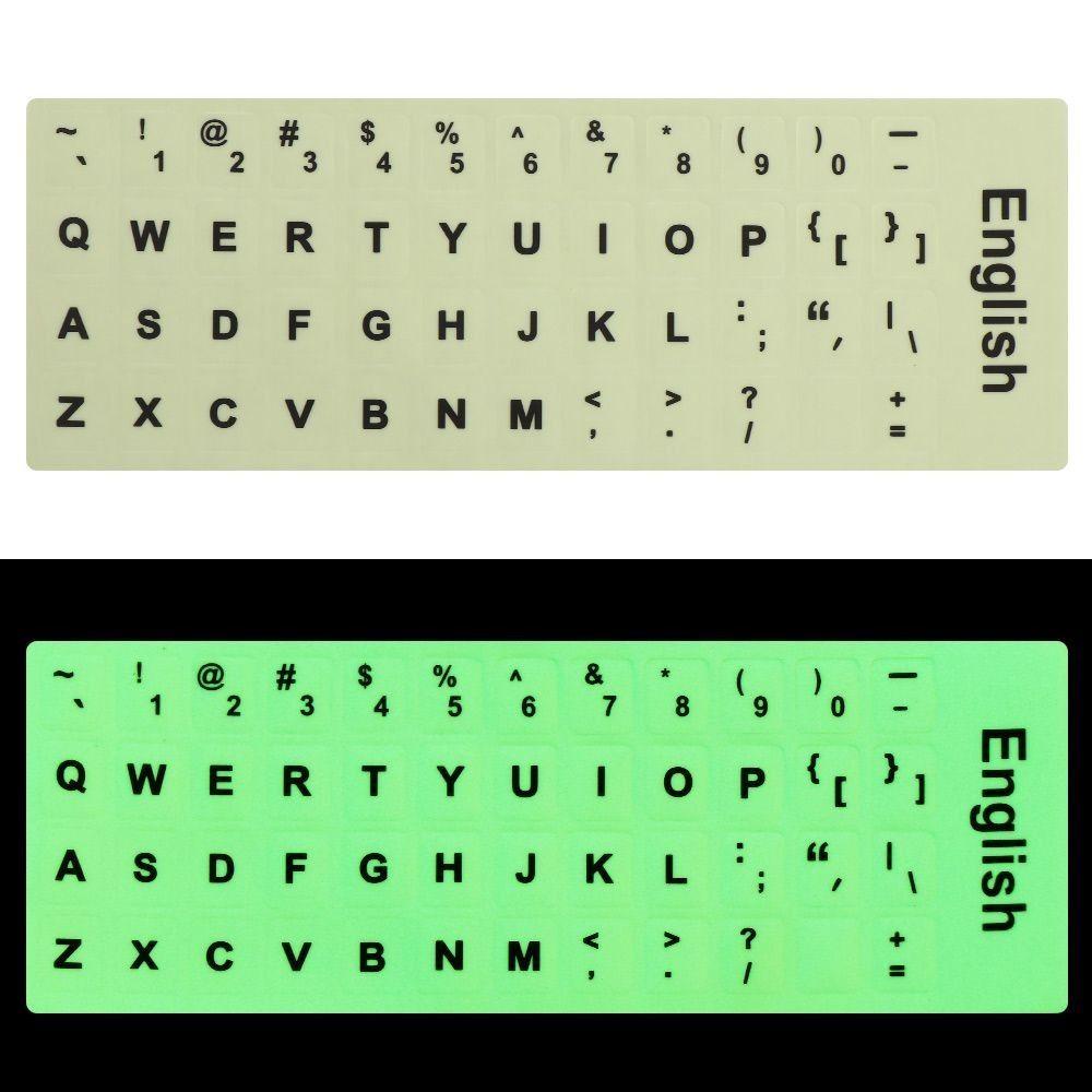 Agustinina Stiker Keyboard Bercahaya Layout Tombol Alfabet Bahasa Inggris Rusia Multi Bahasa Korea Spanyol Jepang