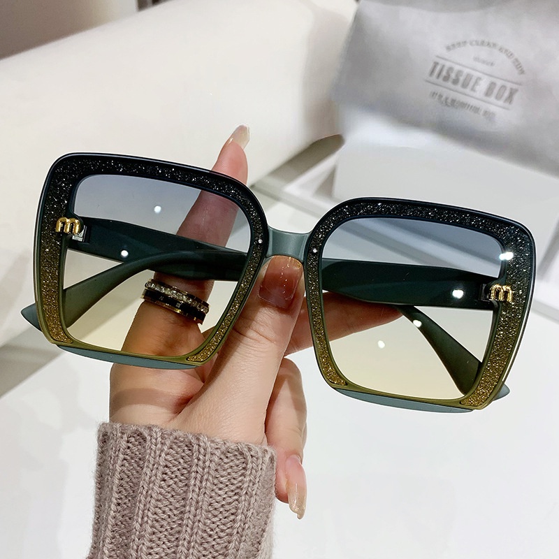 Kacamata Hitam Fashion Square Aesthetic Shades Untuk Wanita/Pria Metal Frame Sunglasses Eyewear