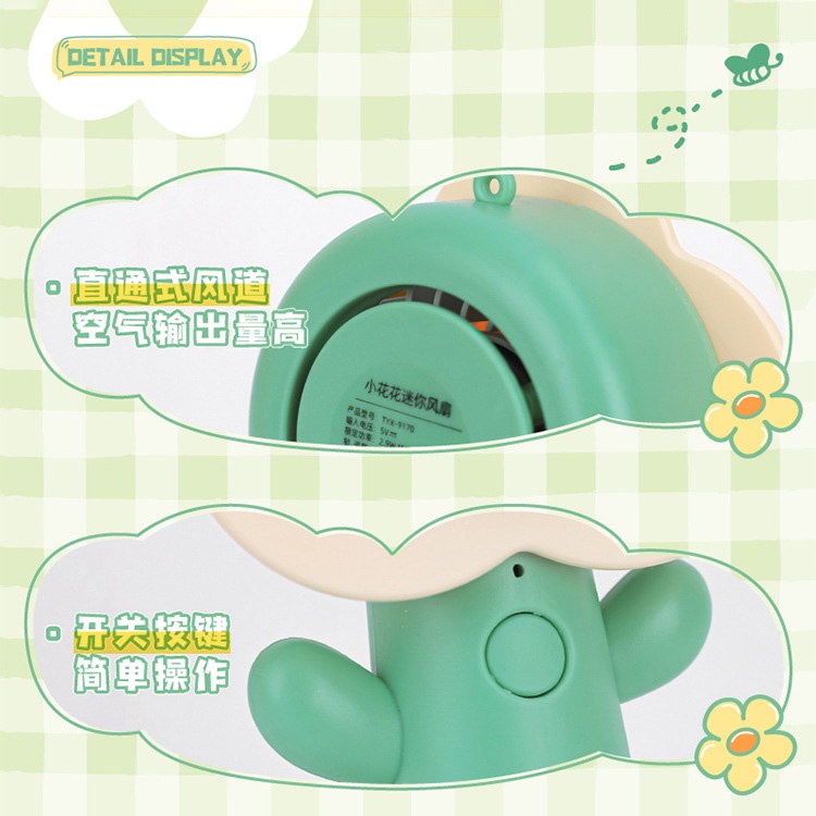 Kipas Angin Mini Bentuk Bunga Lucu Fortable Kecil Handy Fan USB Rechargeable Desktop Fans Dengan Stand