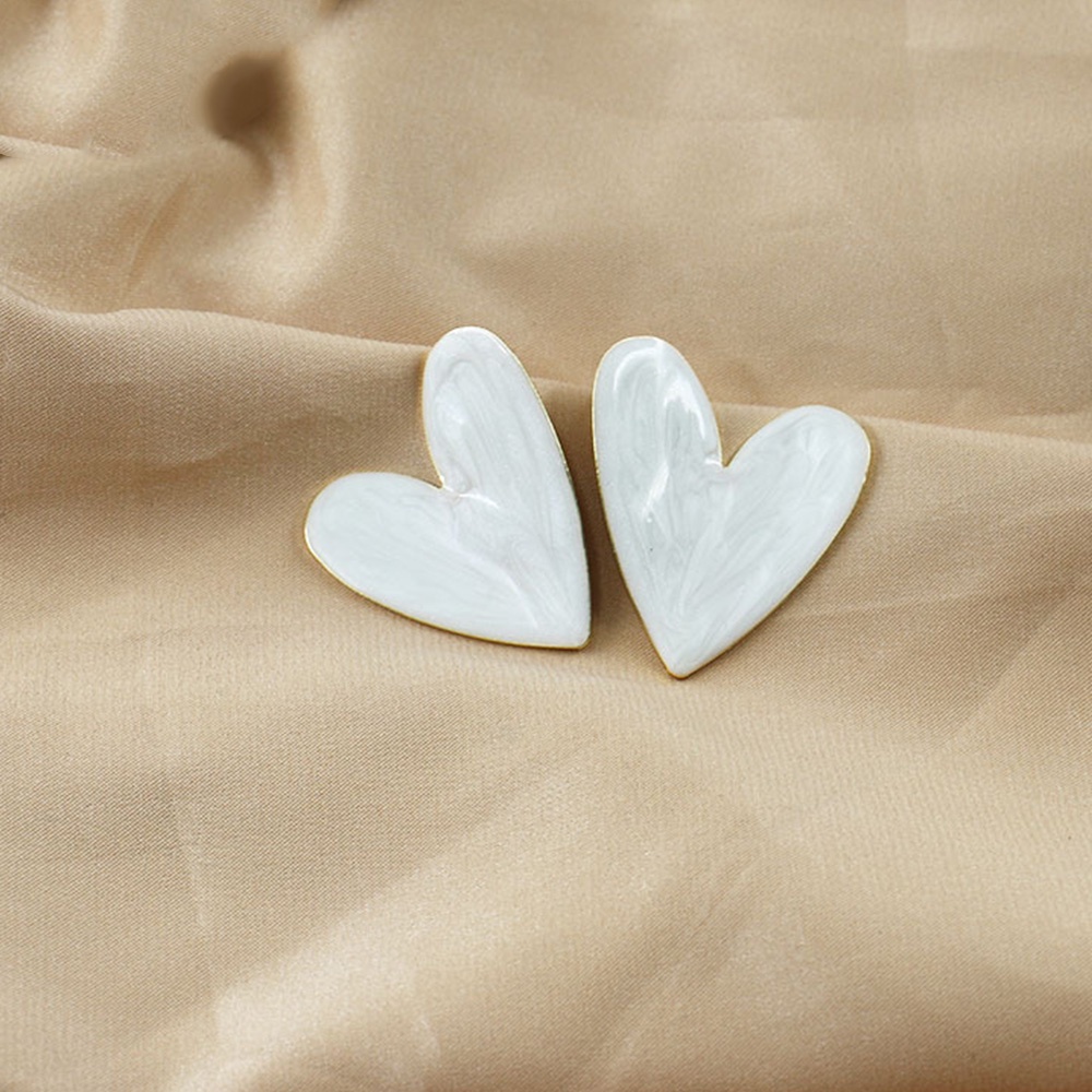 Anting Klip On Telinga Hati Geometris Besar Untuk Wanita Tanpa Tindik Hijau Putih Enamel Perhiasan Hadiah Pesta