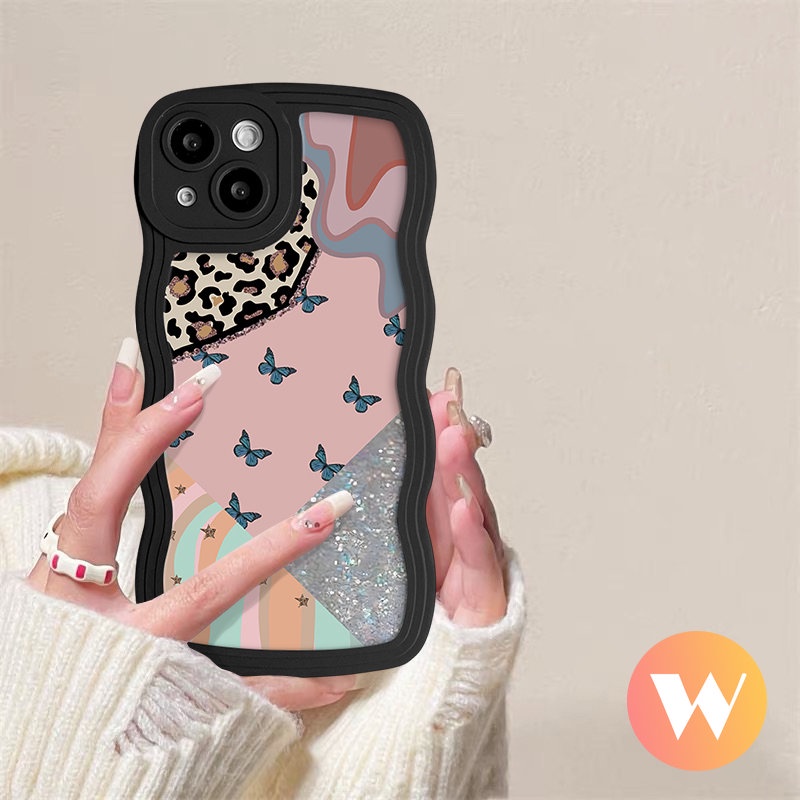 Casing TPU Lembut Tepi Bergelombang Untuk Redmi Note11 8 11s 9s Pro Max10 9 10s Redmi A1 10C 9C NFC 9T A1+9A 12C 10 9 10A Mi 11T Pro POCO M3 NFC Pro X3 Fashion Retro Fantasy Case Kupu-Kupu